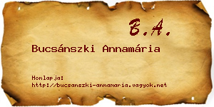 Bucsánszki Annamária névjegykártya